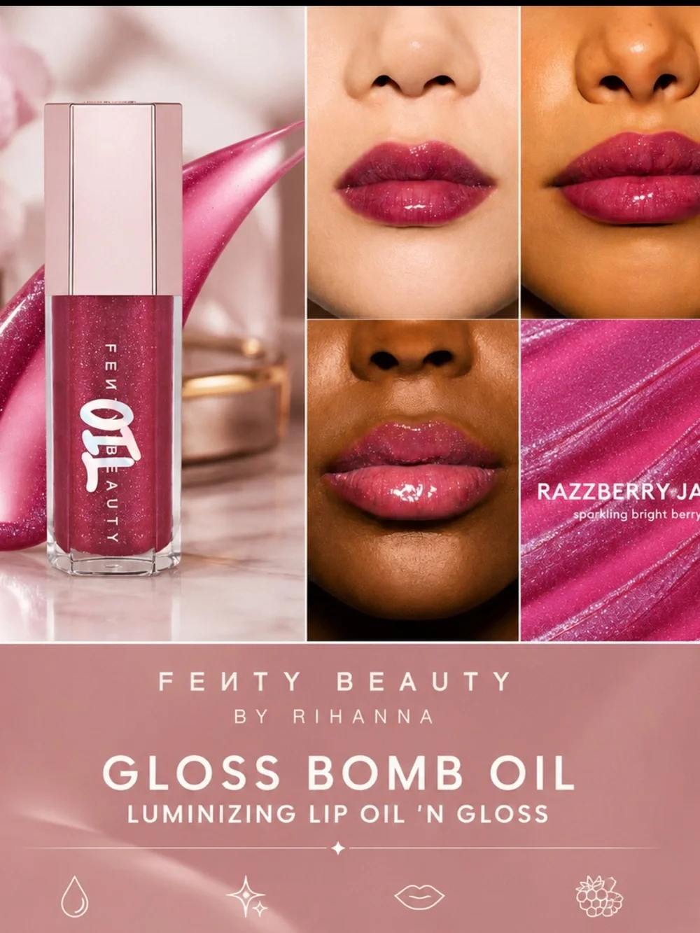 Fenty beauty Razzberry Jamz 04 Lip oil gloss